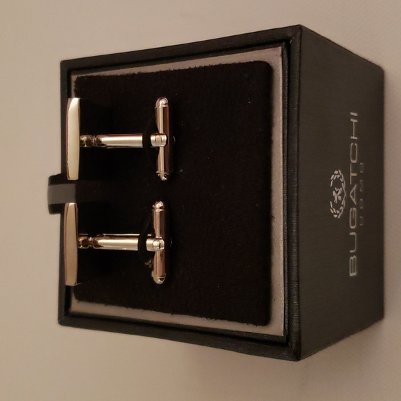 NWT, Bugatchi Square Cufflinks silver/black/blue/pearl - Picture 2 of 3